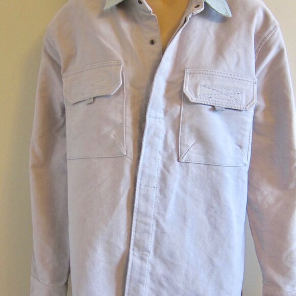 HUDSON JEANS Men's Denim UTLITY FIELD Jacket Shacket in Stone NWT MED $200 - Picture 1 of 9